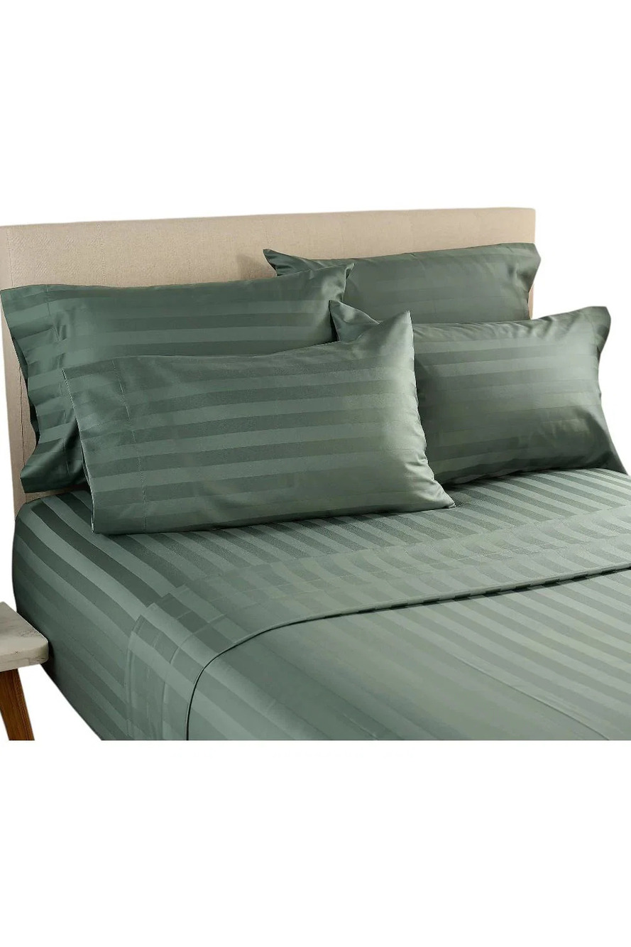 Northern Nights Wrinkle Defense Dobby Stripe Sheet Set Dark Forest